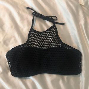 Black mesh halter swimsuit